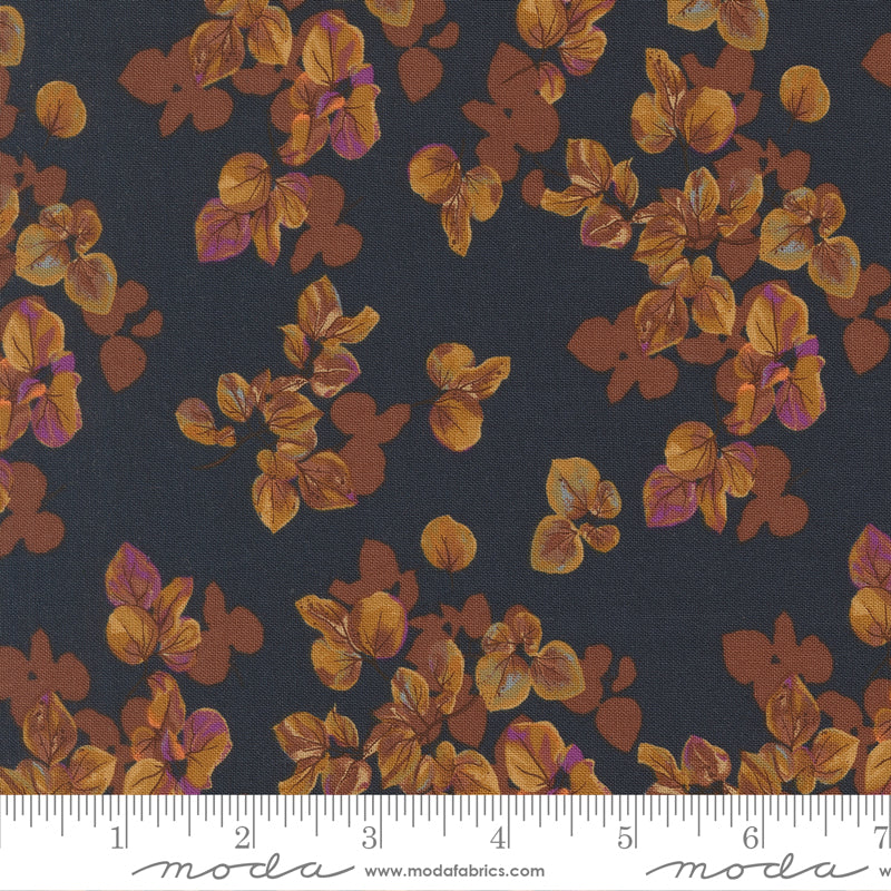Autumn Forest Midnight Fallen Leaves Yardage by Linn Warme for Moda Fabrics