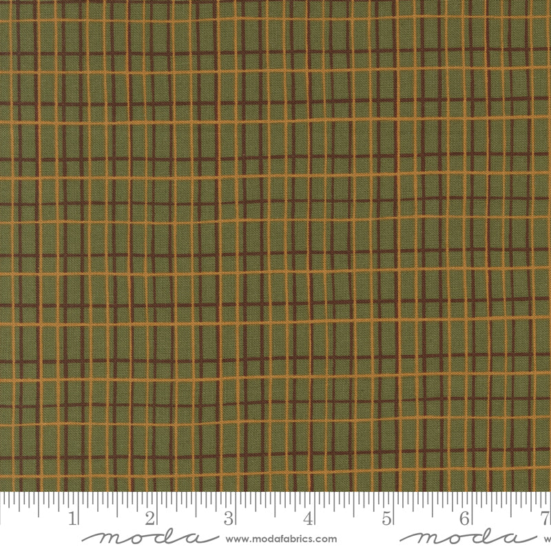 Autumn Forest Leaf Straw Tattersall Yardage by Linn Warme for Moda Fabrics