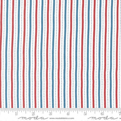 All Star White Sports Stripe Yardage by Stacy Iest Hsu for Moda Fabrics
