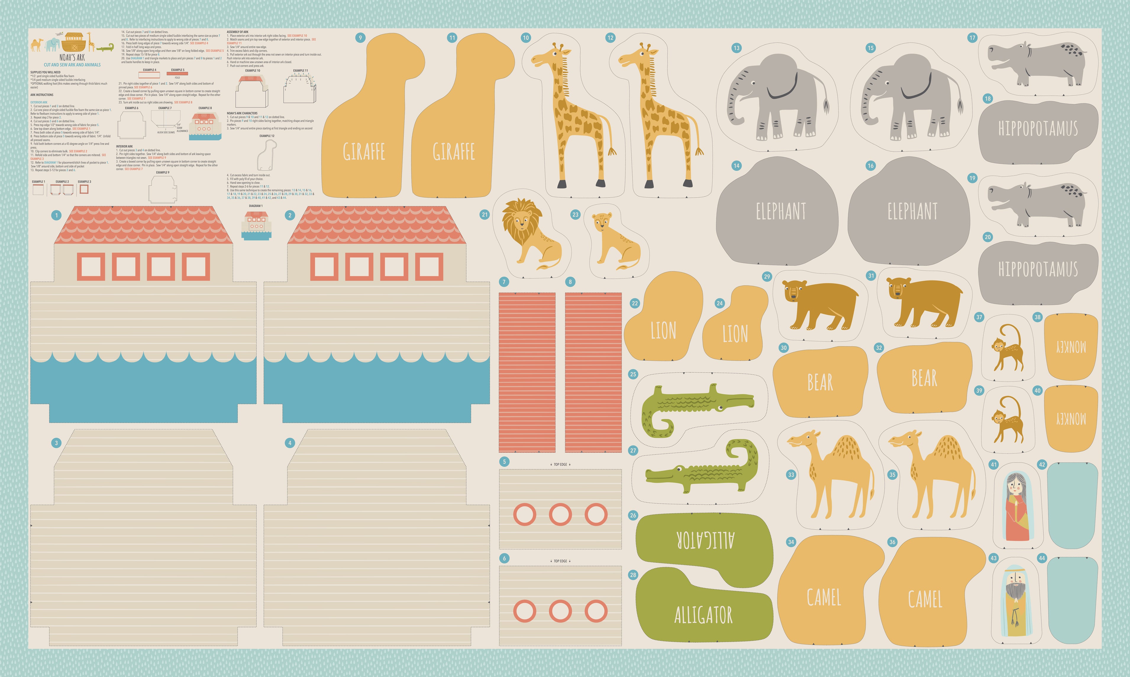 Noah's Ark Cut and Sew Panel by Stacy Iest Hsu for Moda Fabrics