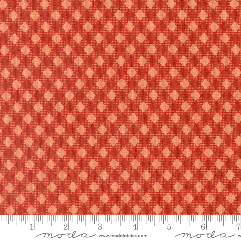 Farmstead Coral Bias Gingham Yardage by Stacy Iest Hsu for Moda Fabrics