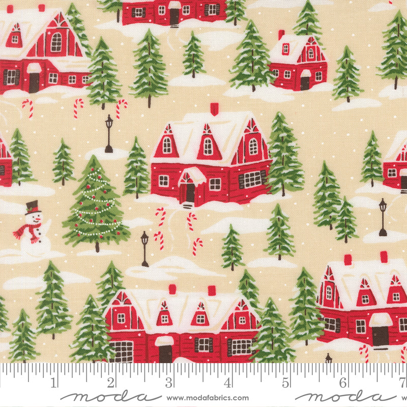 Holiday Cheer Natural Cardinals Village Yardage by Stacy Iest Hsu for Moda Fabrics