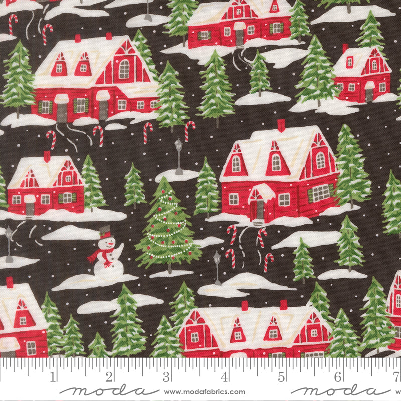 Holiday Cheer Midnight Cardinals Village Yardage by Stacy Iest Hsu for Moda Fabrics