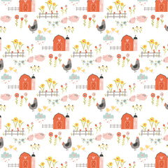 My Heart Belongs To My Farmer White Sweetheart Farm Yardage by Lori Woods for Poppie Cotton Fabrics