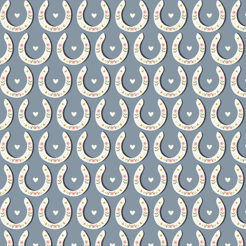 Petals and Pony Luck Blue Petals and Pony Luck Yardage by Softly Studio for Cloud9 Fabrics