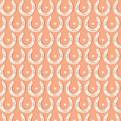 Petals and Pony Luck Coral Petals and Pony Luck Yardage by Softly Studio for Cloud9 Fabrics