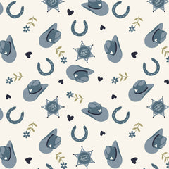 Petals and Pony Luck Blue Rodeo Romance Yardage by Softly Studio for Cloud9 Fabrics