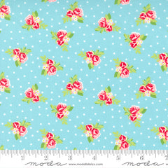 Berry Basket Blue Raspberry Tiny Flowers Yardage by April Rosenthal for Moda Fabrics