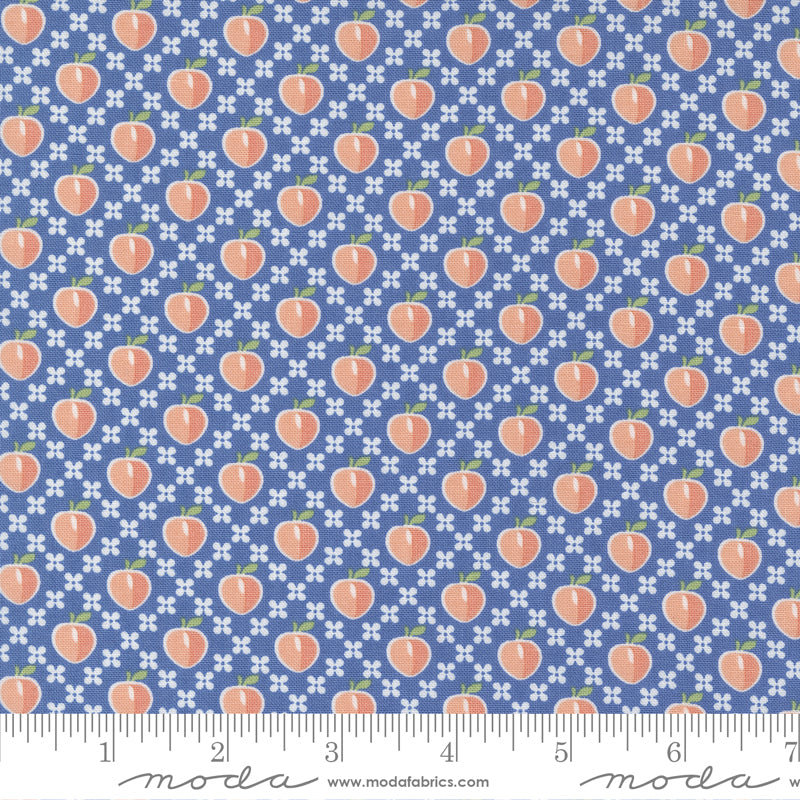 Peachy Keen Cobalt Peaches Yardage by Corey Yoder for Moda Fabrics