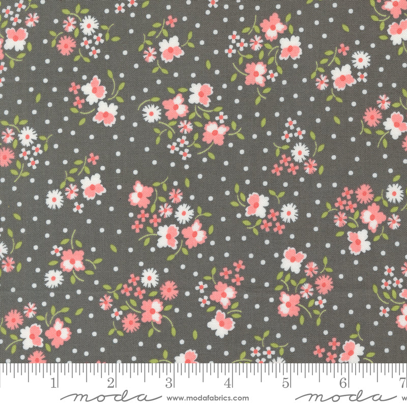 Cali & Co. Slate Flower Dot Yardage by Corey Yoder for Moda Fabric