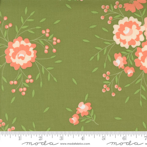 Abloom Prairie Green Springtime Rose Yardage by Corey Yoder for Moda Fabrics