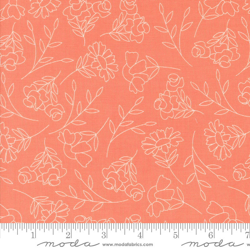 Abloom Coral Spring Sketch Yardage by Corey Yoder for Moda Fabrics