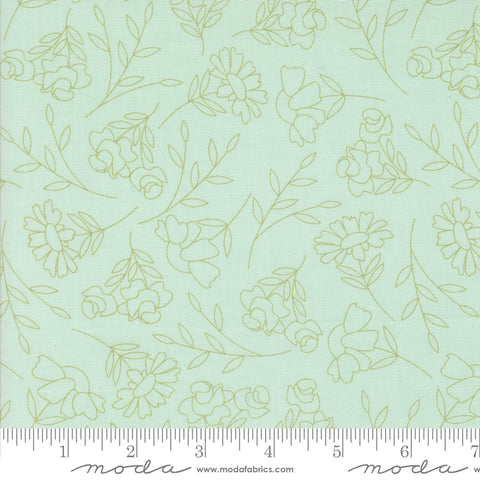 Abloom Robins Egg Spring Sketch Yardage by Corey Yoder for Moda Fabrics