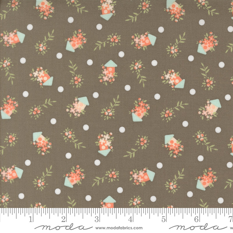 Abloom Slate Birdhouses Yardage by Corey Yoder for Moda Fabrics