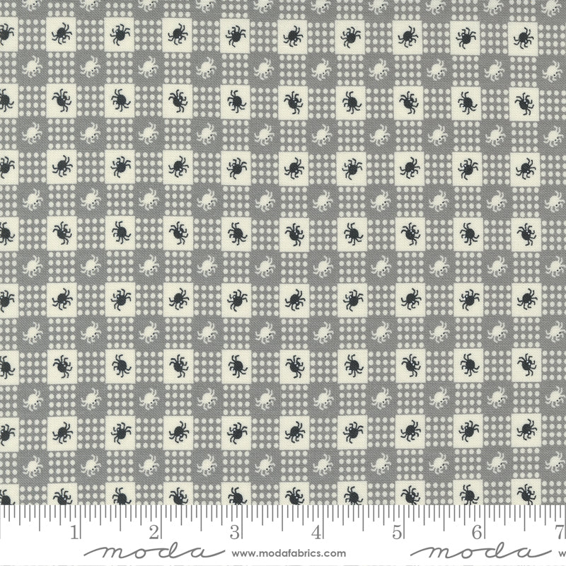Owl-O-Ween Fog Spider Gingham Yardage by Urban Chiks for Moda Fabrics