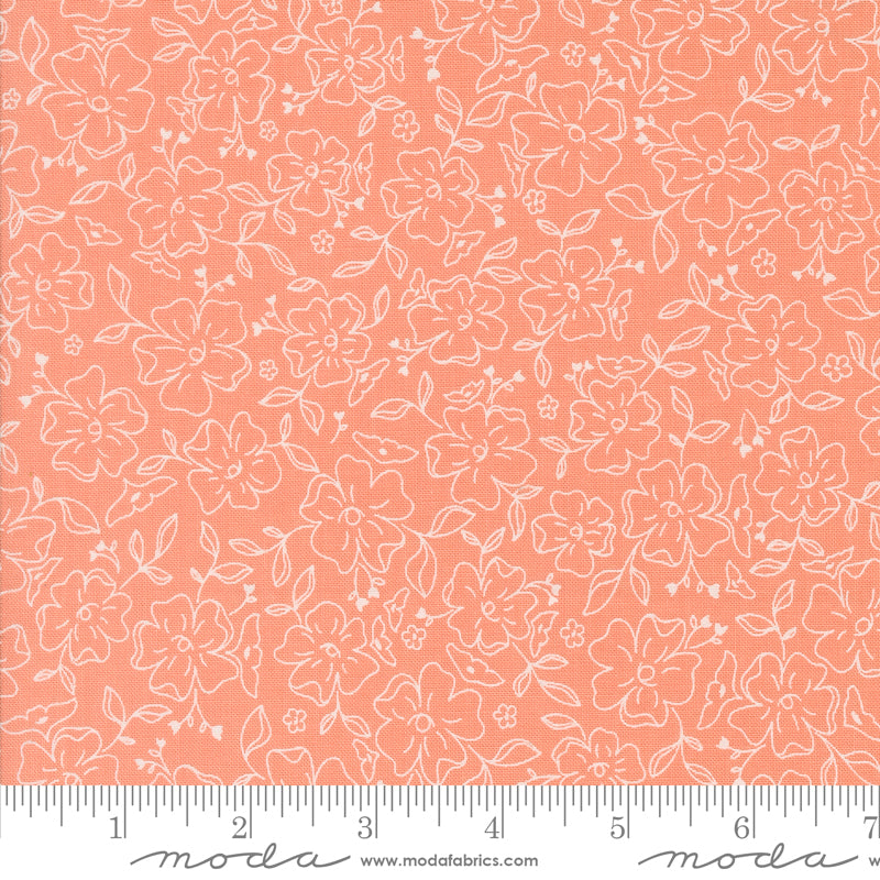 Dainty Meadow Coral Dainty Doodles Yardage by Heather Briggs for Moda Fabrics