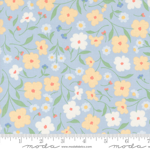 Cottage Charm Powder Blue Wallpaper Florals Yardage by Heather Briggs for Moda Fabrics