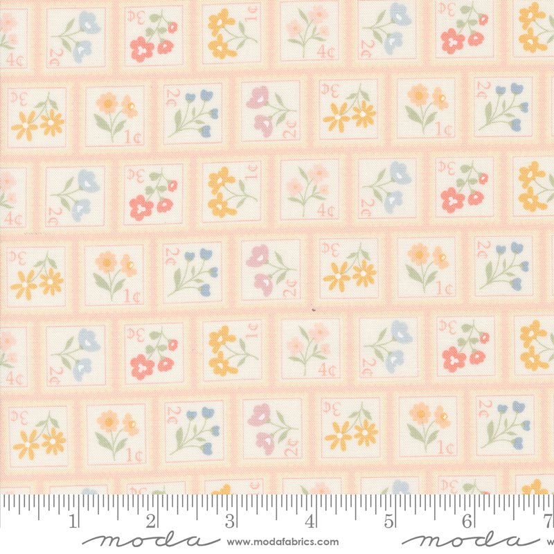 Cottage Charm Koral Kicks Sweet Stamps Yardage by Heather Briggs for Moda Fabrics