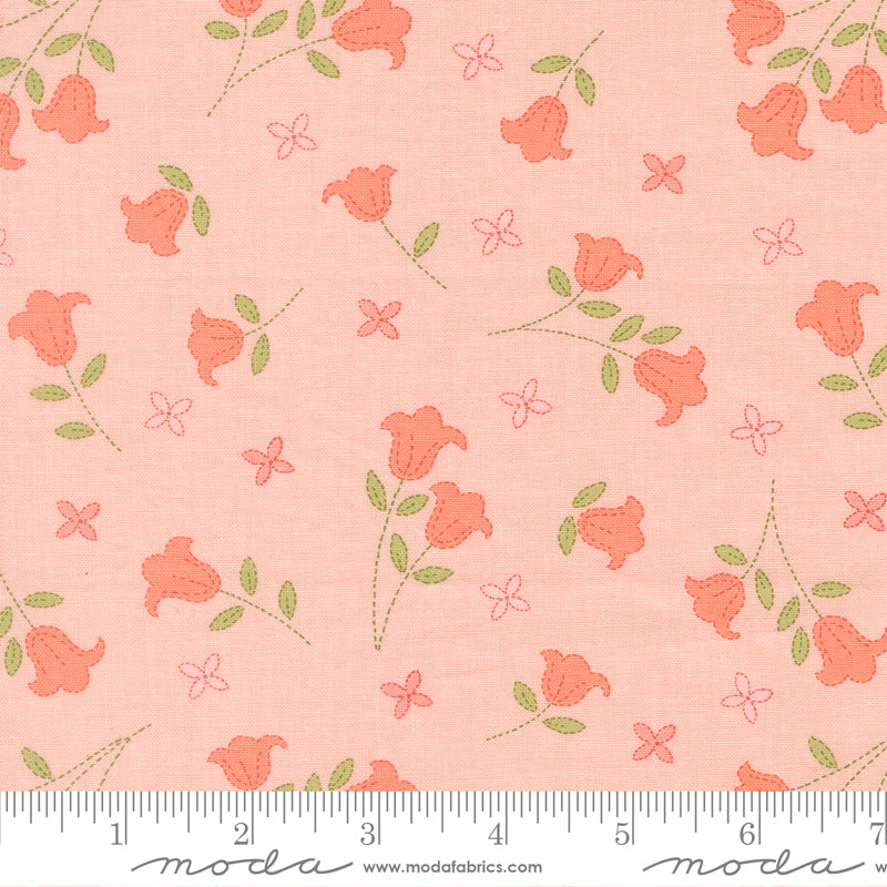 Sunbonnet Pink Embroidered Blooms Yardage by Heather Briggs for Moda Fabrics