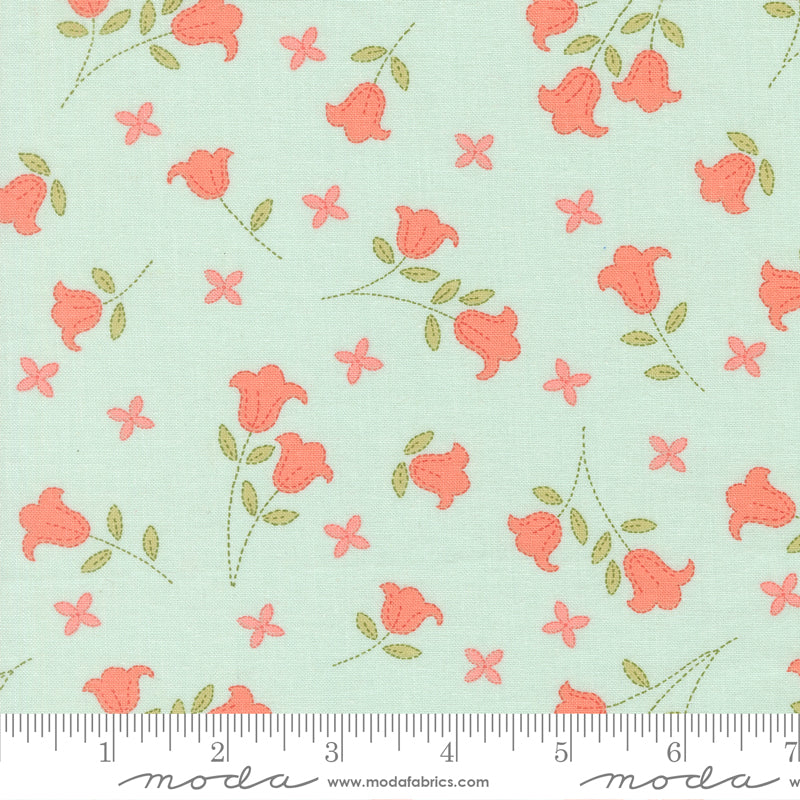 Sunbonnet Pale Blue Embroidered Blooms Yardage by Heather Briggs for Moda Fabrics