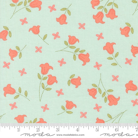 Sunbonnet Pale Blue Embroidered Blooms Yardage by Heather Briggs for Moda Fabrics
