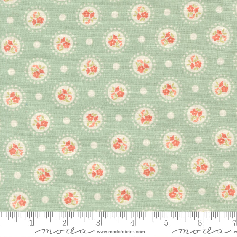 Sunbonnet Dusty Blue Flower Dots Yardage by Heather Briggs for Moda Fabrics