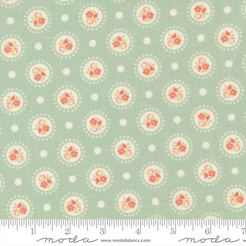Sunbonnet Dusty Blue Flower Dots Yardage by Heather Briggs for Moda Fabrics