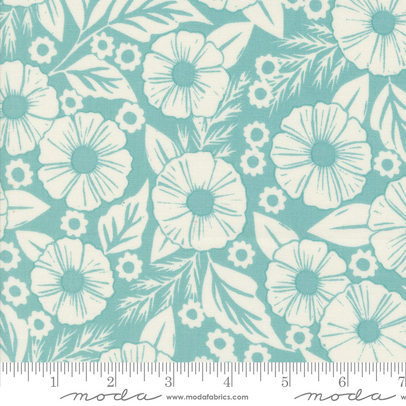 Field of Flowers Robins Egg Flower Paper Yardage by Katharine Watson for Moda Fabrics
