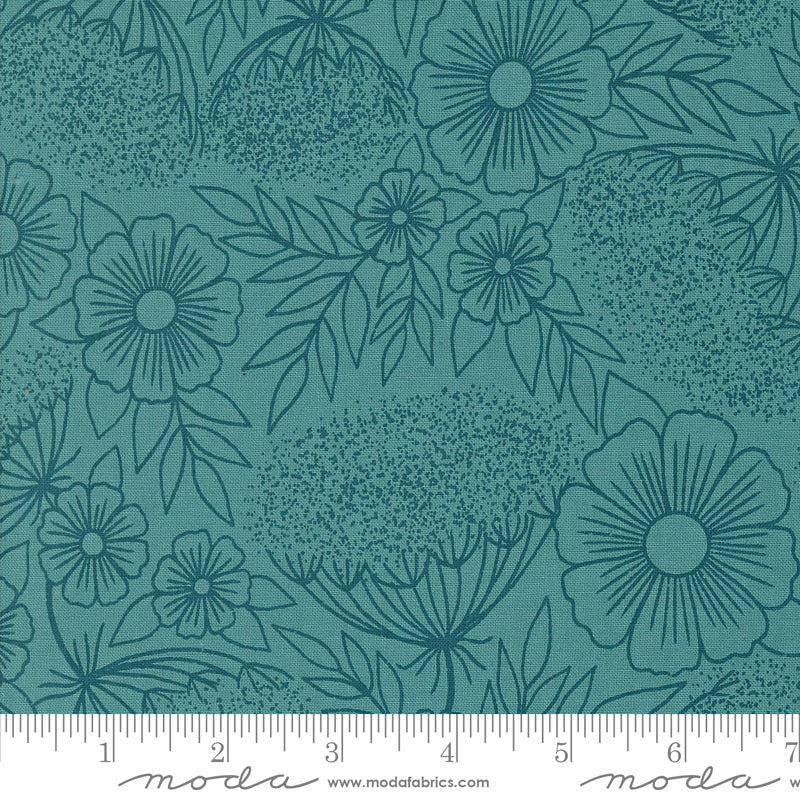 Field of Flowers Turquoise Queen Anne's Lace Yardage by Katharine Watson for Moda Fabrics