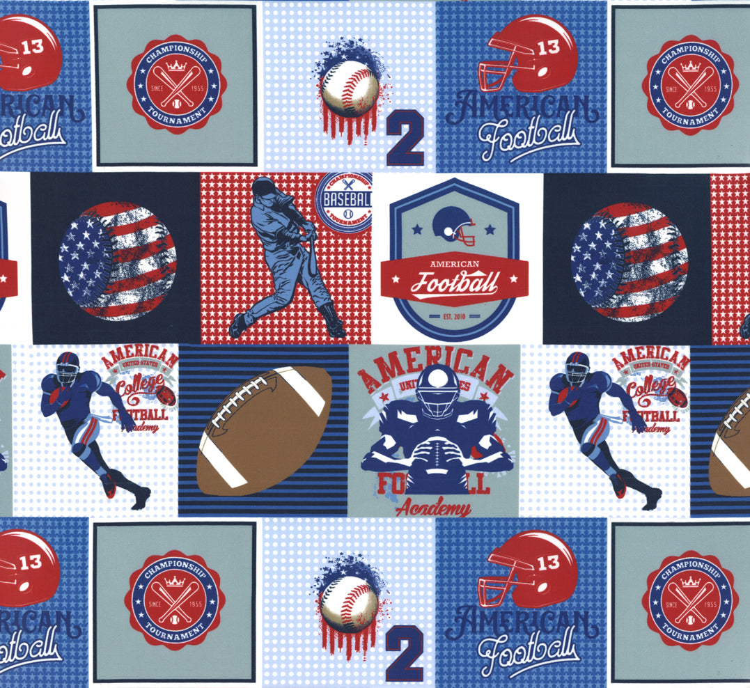 Play Ball Multi Sports Patchwork Yardage by Moda Fabrics