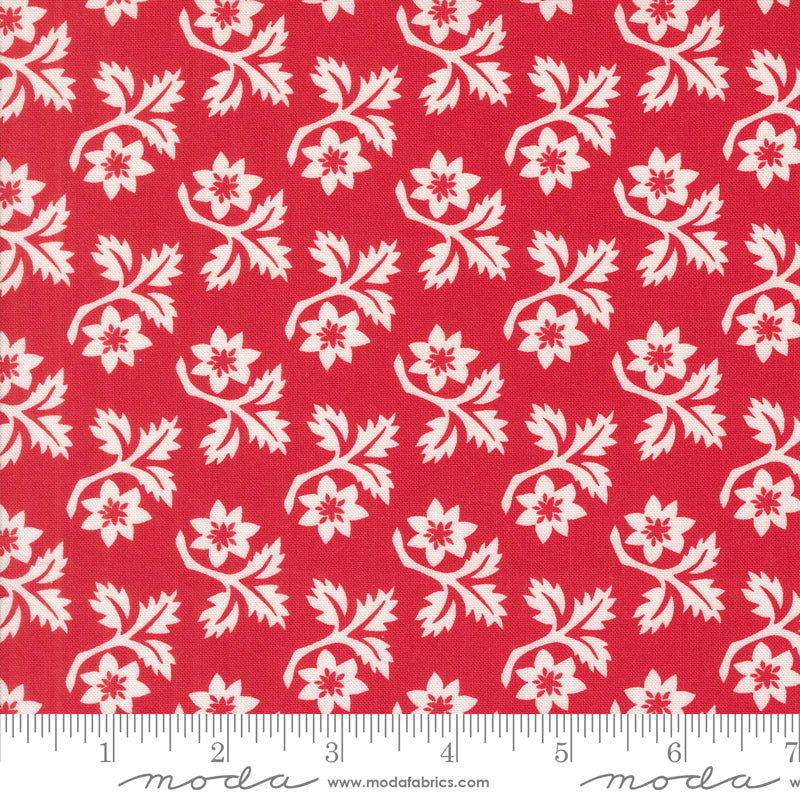 Buon Natale Pomegranate Woodcut Christmas Flower Yardage by Fig Tree & Co. for Moda Fabrics