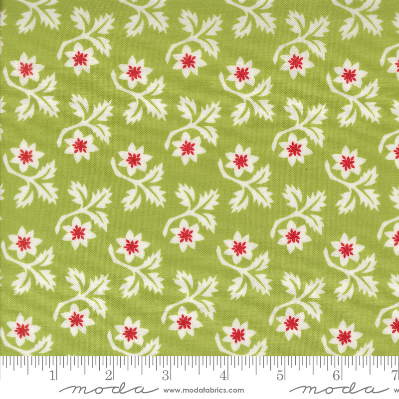 Buon Natale Cedar Woodcut Christmas Flower Yardage by Fig Tree & Co. for Moda Fabrics