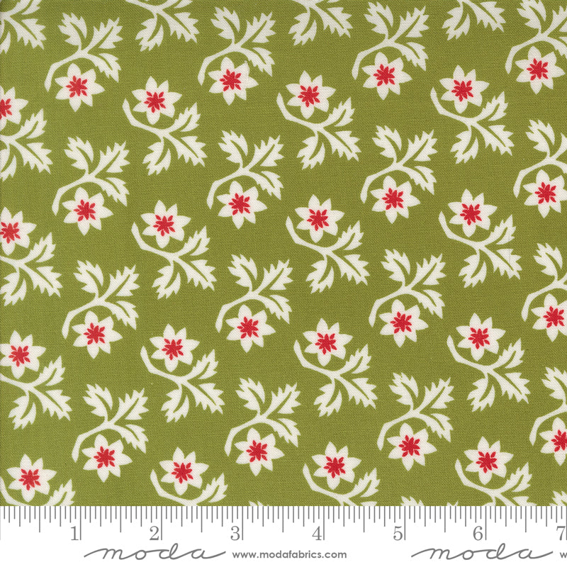 Buon Natale Pine Woodcut Christmas Flower Yardage by Fig Tree & Co. for Moda Fabrics