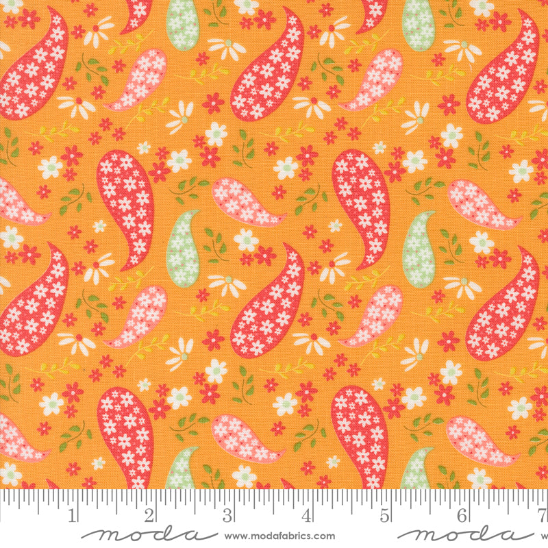 Raspberry Summer Apricot Paisley Yardage by Sherri & Chelsi for Moda Fabrics