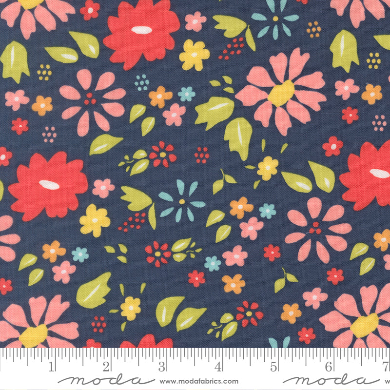 Delightfully Yours Navy Wildflower Yardage by Sherri & Chelsi for Moda Fabrics