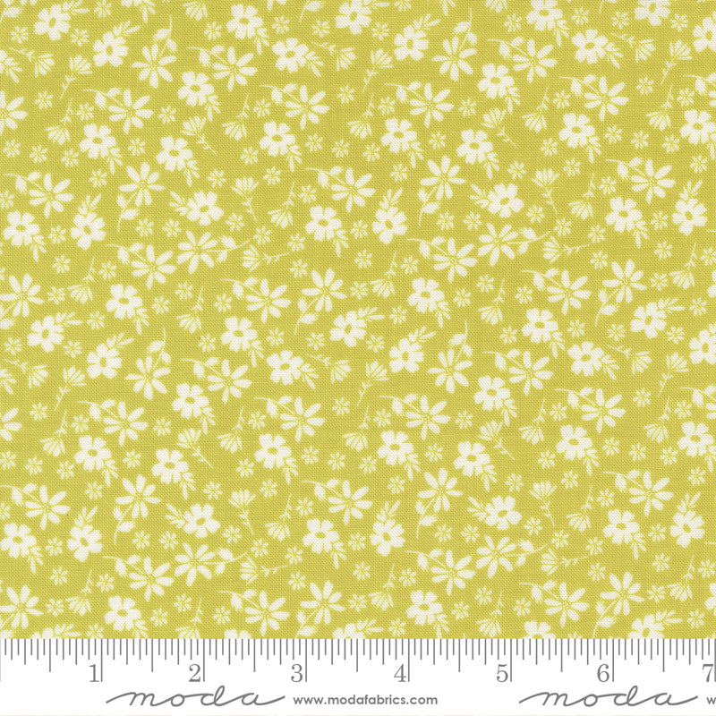 Delightfully Yours Chartreuse Blossoms Yardage by Sherri & Chelsi for Moda Fabrics