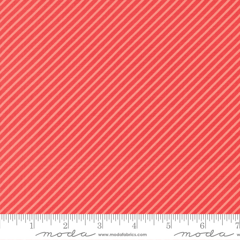 Delightfully Yours Geranium Stripe Yardage by Sherri & Chelsi for Moda Fabrics