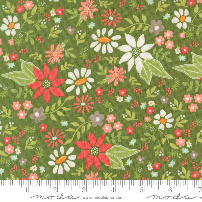 Poinsettia & Pear Evergreen Poinsettia Yardage by Sherri & Chelsi for Moda Fabrics