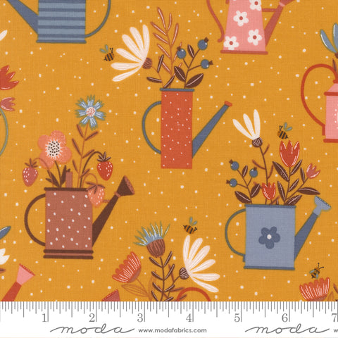 Blossoms & Blooms Sunshine Watering Cans Yardage by Elena Amo for Moda Fabrics