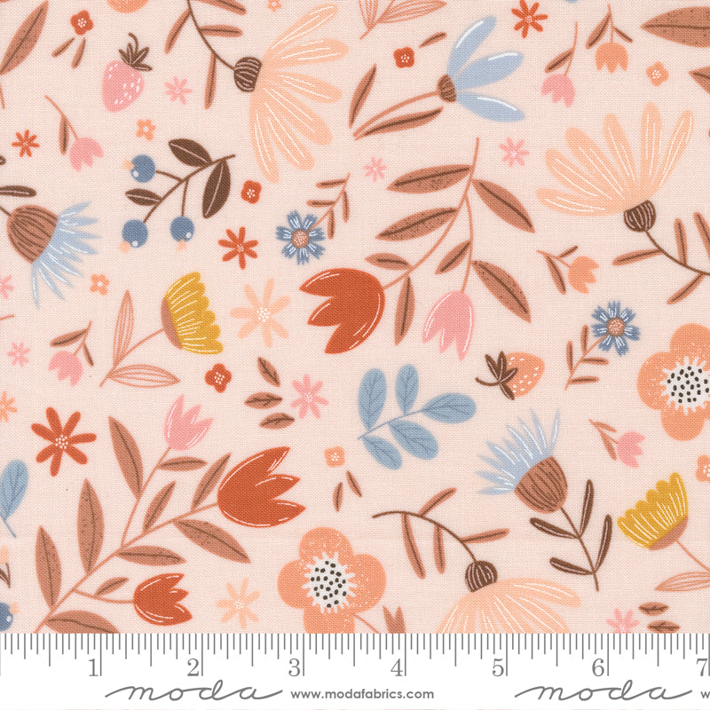 Blossoms & Blooms Blush Flowers Yardage by Elena Amo for Moda Fabrics