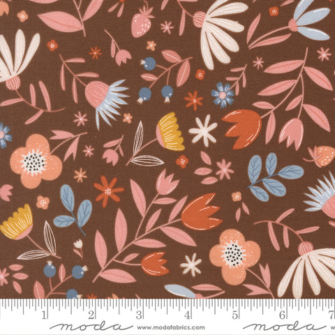 Blossoms & Blooms Chocolate Flowers Yardage by Elena Amo for Moda Fabrics
