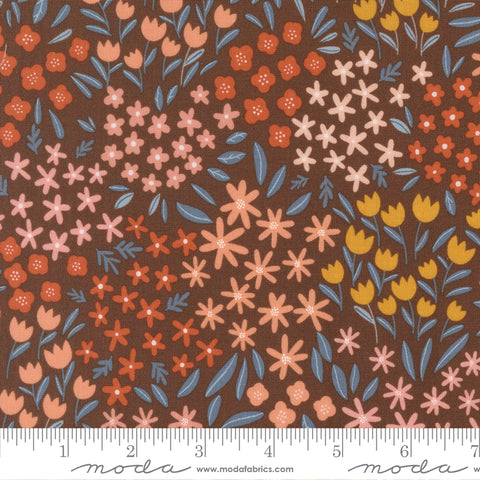 Blossoms & Blooms Chocolate Small Flowers Yardage by Elena Amo for Moda Fabrics
