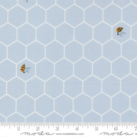 Blossoms & Blooms Powder Blue Bees Yardage by Elena Amo for Moda Fabrics