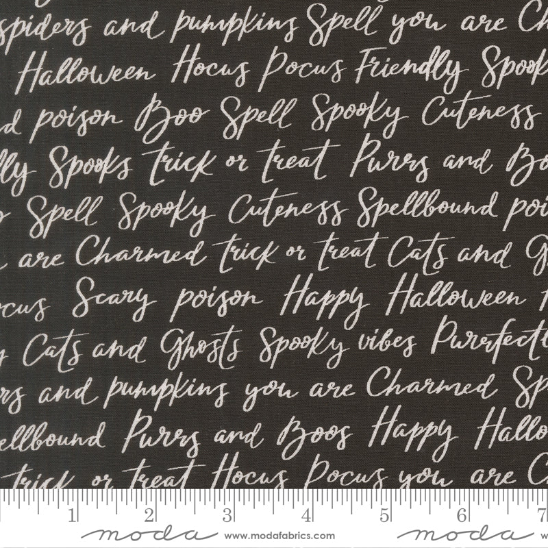 Purrs & Boos Black Cat Happy Halloween Yardage by Elena Amo for Moda Fabrics