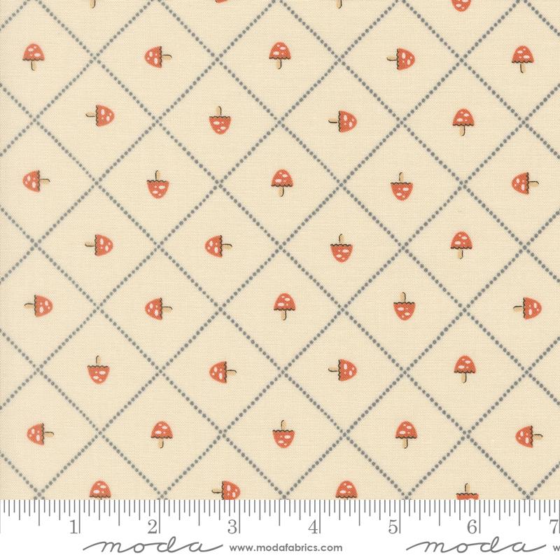 Nature's Sketchbook Pearl Mushroom and Grid Yardage by Elena Amo for Moda Fabrics