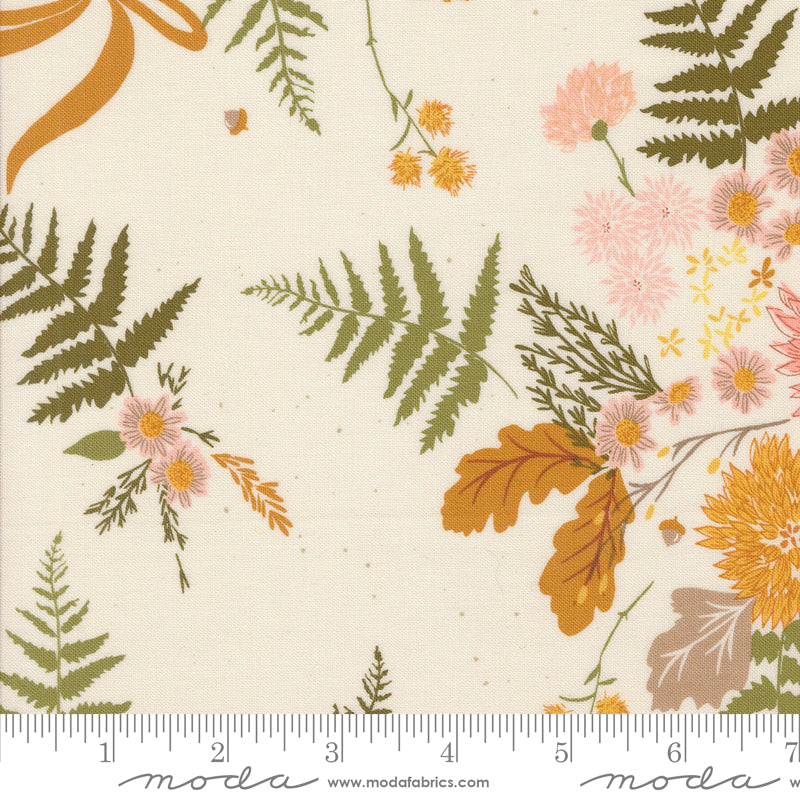 Frivolity Porcelain Dahlia and Fern Yardage by Sweetfire Road for Moda Fabrics