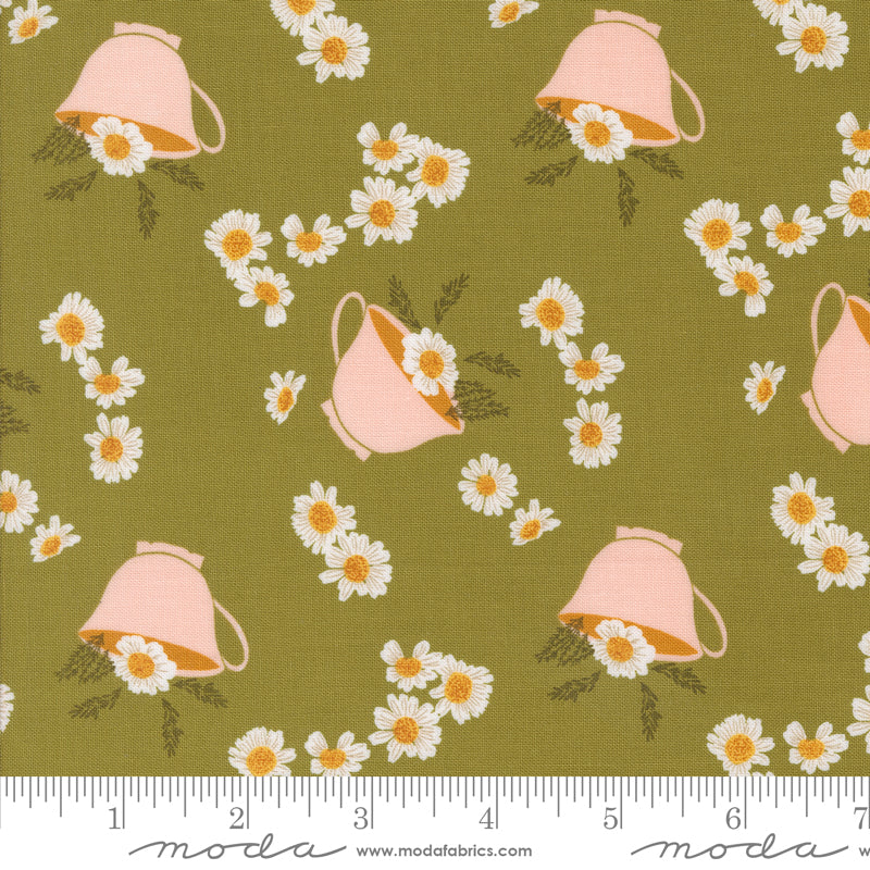 Frivolity Lichen Daisy Tea Yardage by Sweetfire Road for Moda Fabrics