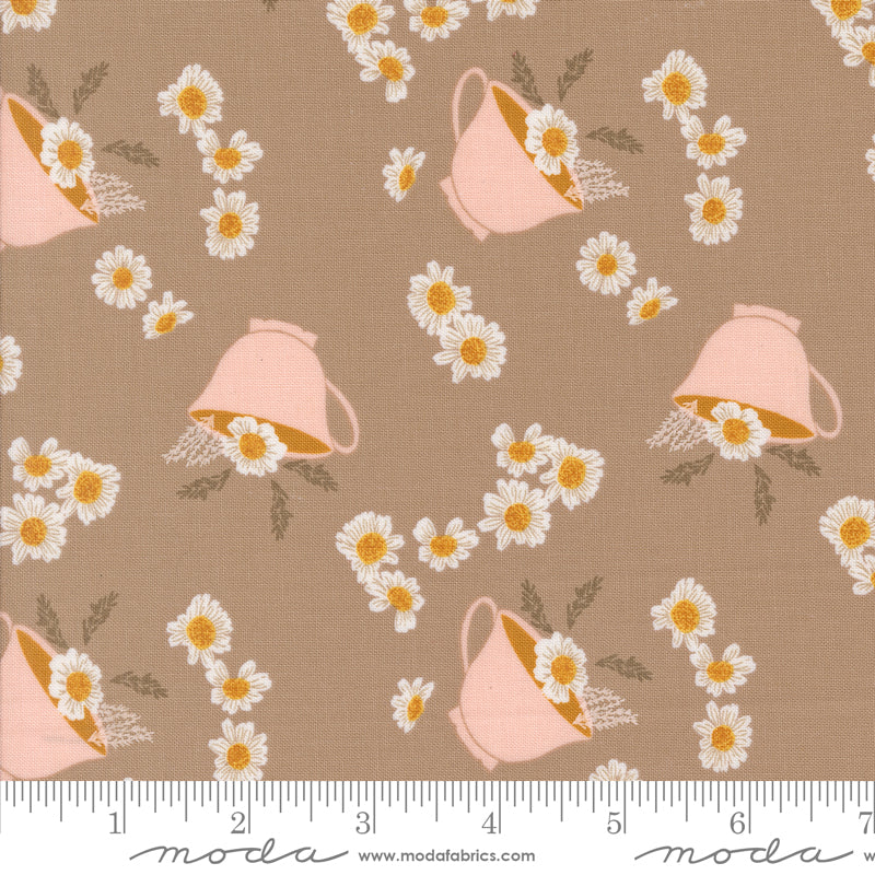 Frivolity Mushroom Daisy Tea Yardage by Sweetfire Road for Moda Fabrics