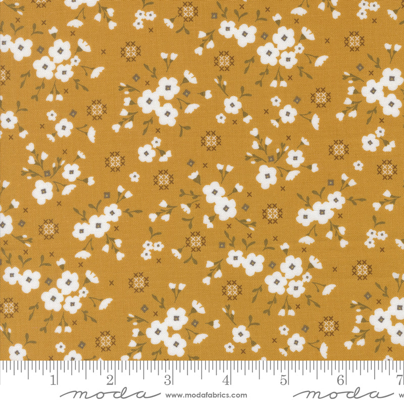 Sun-drenched Golden Stitched Lullaby Yardage by Sweetfire Road for Moda Fabrics