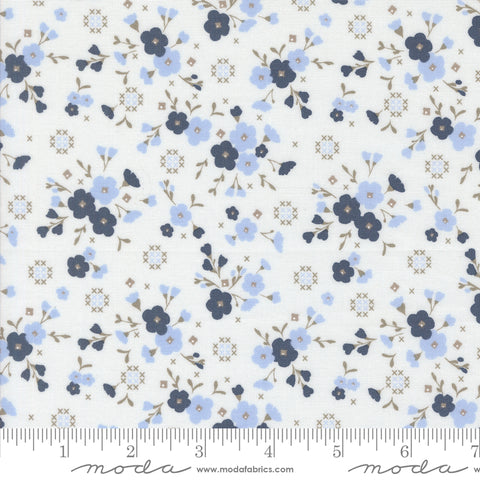 Sun-drenched Cloud Indigo Stitched Lullaby Yardage by Sweetfire Road for Moda Fabrics